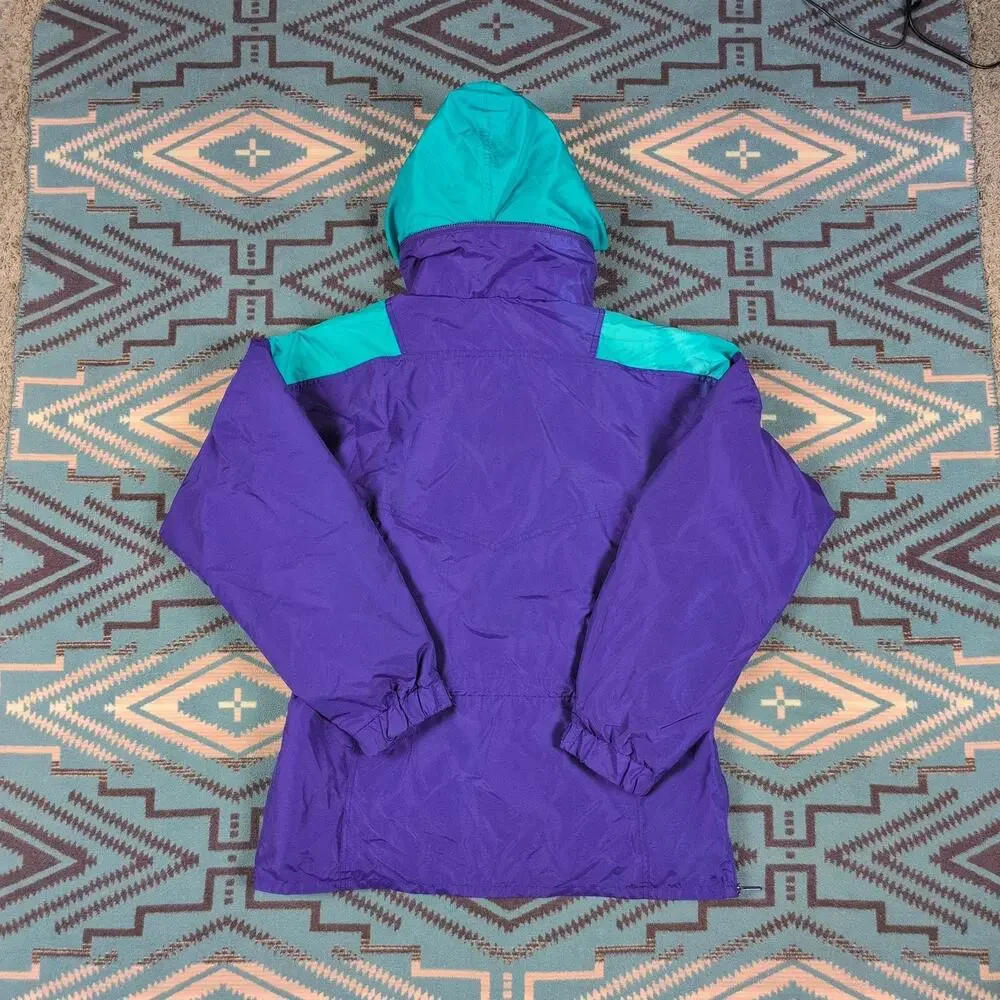Vintage Columbia Sportswear Anorak Jacket 90's Purple Aqua Hoodie Large Gorpcore